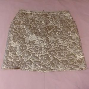LOFT Elegant and Romantic Gold Brocade Skirt